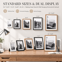 Trio de cadres photo modernes 3 pièces pour mur de galerie avec passe-partout biseauté, verre véritable, pour table et mur, testés anti-chute [MOQ]