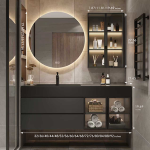 Mueble de Baño de 36 a 92 Pulgadas con Lavabo - Gabinete de Madera Sólida con Encimera Integrada y Espejo Inteligente con Almacenamiento - Product Image 6