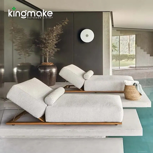 Tumbona Comercial de Madera de Teca con Cojines Impermeables, Cama de Descanso para Piscina de Hotel, Tumbona de Madera, Tumbona para Resort - Product Image 1