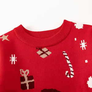 Pull de Noël en coton tricoté rouge pour enfants, vente en gros - Product Image 5