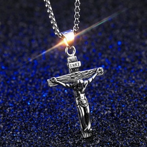 Collier chrétien vintage en acier inoxydable plaqué or MECYLIFE, collier avec croix de Jésus - Product Image 3