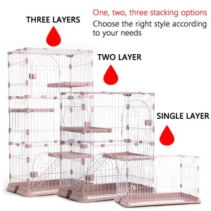 Wholesale Green Pink Gray Coated Stainless Steel <b>Cat</b> Nestdouble-Layer <b>Cat</b> Villa Pet <b>Cage</b> - Product Image 5