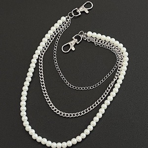 Chaîne de taille multicouche en perles Yueli, chaîne de corps unisexe style Hip Hop Punk en fausses perles, pour usage quotidien, blanc K - Product Image 4