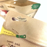 Pochette en papier brun kraft, impression personnalisée, réutilisable, biodégradable, avec fenêtre transparente et fermeture éclair