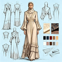 dames mode intérieur ouvert 2 pièces ensemble à manches longues dubaï turquie Ramadan abaya musulman longue robe pour les femmes