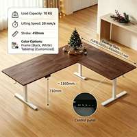 Bureau électrique d'angle en L moderne avec hauteur réglable