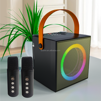 Enceinte Karaoké avec 2 micros et Bluetooth, Système Home Videoke, Enceinte Videoke à double microphone, Mini Enceinte Portable Bluetooth pour Fêtes 836