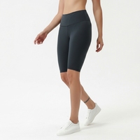 Shorts de yoga taille haute moulants pour femme, couleur nude, longueur genou, double face brossée, pour le fitness