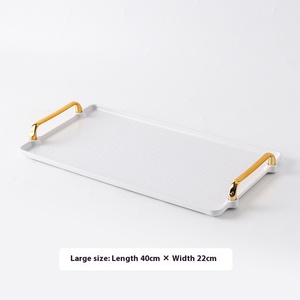 Plateau rectangulaire de style européen de luxe poignée plateau de tasse à thé domestique salon de beauté plat de plaque commerciale avec motif de plante - Product Image 6