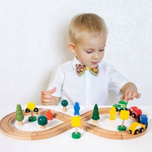Creative Ideal Railway Construction Safety Durability Compatible Promoting Imaginative Play Tracks for Kids Wooden Train Set - Product Image 2