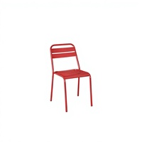 Chaise d'extérieur empilable en acier rouge, chaise de jardin en métal, cadre thermolaqué pour terrasse et restaurant