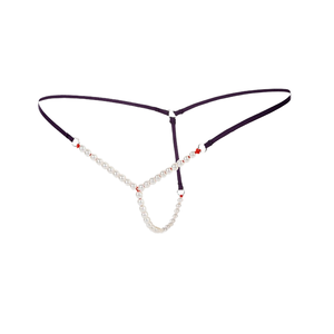 Tangas sexis de entrepierna abierta para mujer más vendidas con cadenas de cuentas Calzoncillos de tiro bajo con espalda en T Lencería Perlas Bola Logo Cintura - Product Image 2