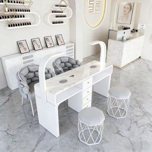 Ensemble de table de manucure Cream Ins, luxe léger, multifonctionnel, simple/double, économique, prix spécial - Product Image 2