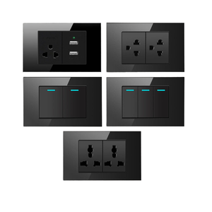 120 Electric PC <b>White</b> Black Gold <b>Wall</b> Rocker Double Pole US Standard 250V 16A/10A 3 Gang Glass Universal Socket Home Hotel - Product Image 4