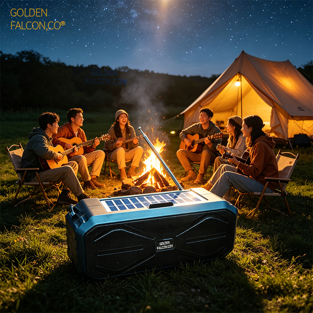Dual Solar Panel Charging Wireless  Speaker Portable FM Radio TWS Stereo USB TF Card Outdoor Subwoofer