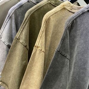 Design Luxury Heavy Cotton Short Hombre T-shirt 230g <b>Acid</b> Washed High Street <b>Drop</b> Shoulder Oversized Knitted Long Tshirts - Product Image 3