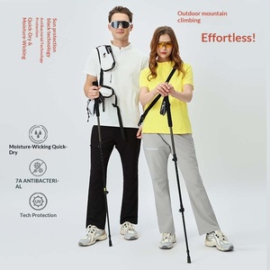 Camiseta de Secado Rápido con Protección Solar, Tecnología Negra, para <span class=keywords><strong>Hombre</strong></span> y Mujer, Verano, Aire Libre, Viajes, Senderismo, Estilo Vintage, Corte Ajustado, Cuello Corto - Product Image 4