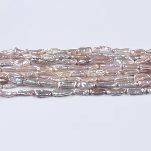 Purple Loose Pearls 8-11mm Pink Purple Color Natural Loose Beads Real Freshwater Biwa Pearl Strand