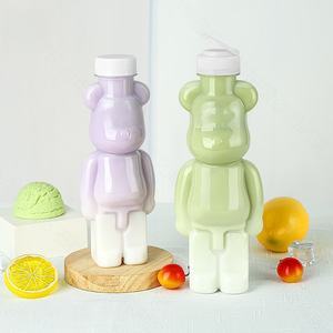 透明熊形400ML 500ML 700ML塑料宠物奶茶瓶一次性果汁饮料铝盖螺旋盖咖啡 - Product Image 2