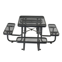 Ensemble table et chaises OEM 36 pouces carré, style ferme moderne, en métal thermoplastique noir, pour jardin, extérieur, camping, salle à manger, école, hôpital