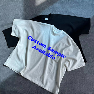 Camiseta de hombre de algodón 100% personalizada para fabricantes, de punto, corte holgado extragrande, de alto gramaje, con estampado de letras serigrafiado, sin costuras. - Product Image 1