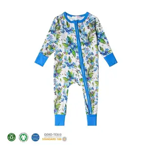 New Born Baby Zipper Pajamas Romper Customize Bamboo Long Sleeve Full Casual OEM Service Baby Girls Knitted Infant Support
