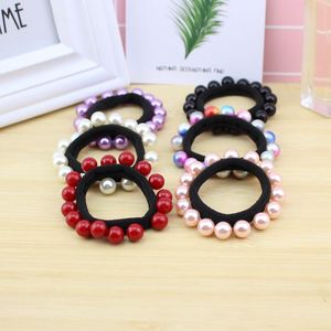 Élastiques à cheveux en tissu avec perles pour femmes, bandeaux décontractés avec perles, couleurs mélangées aléatoires, haute qualité - Product Image 1