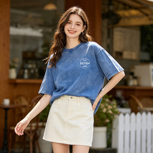 Manufacturers Direct Sales Vintage Wash T-Shirt 100% Coton Women's Streetwear T-Shirt - Product Image 1
