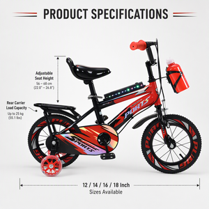 Bicicleta Infantil en Oferta, de 12 a 20 Pulgadas, con Luz y Música, Soporte para Botella de Agua, Portaequipajes Trasero, Pegatinas Láser - Product Image 3
