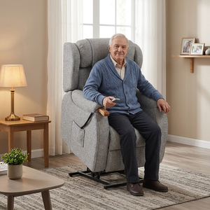 Living Room Recliner Sofa Light Gray Dual Motor Lift Chair with Heating <b>Zero</b> Gravity Wheels for Elderly - Product Image 5