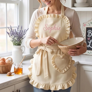 <strong>Personalized</strong> <strong>Apron</strong> with Name, Cute Corduroy Kitchen <strong>Apron</strong> with Lace Ruffles, Fashion Cooking <strong>Apron</strong> <strong>for</strong> Women, Baking Gardening - Product Image 5