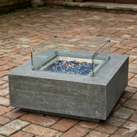 Table de foyer moderne en béton pour extérieur, patio, jardin, table de chauffage