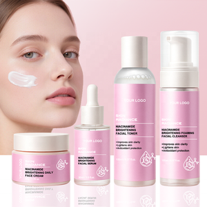 Set Vegano de Cuidado Facial con Niacinamida: Sérum, Crema, Loción, Tónico y Limpiador para Iluminar, Aclarar y Blanquear la Piel - Product Image 1