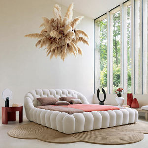 Stoffbezogenes Design-<span class=keywords><strong>Bubble</strong></span>-Bett mit Hochdichtem 45D Schaumstoff und Robustem Metall-Massivholzrahmen – Modern, OEM-Anpassbar, Direkt vom Hersteller - Product Image 1