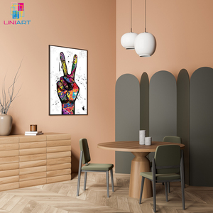 UNIART <span class=keywords><strong>Banksy</strong></span> Wall Art Prints V Gesture Victory Póster inspirador Graffiti abstracto Street Art Canvas Painting Pictures - Product Image 3