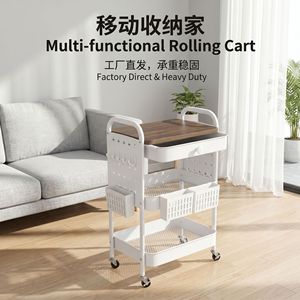 Storage <b>Cart</b> With Pegboard And Drawer 3 Tier Metal Movable Organizer For Indoor Use - Product Image 3