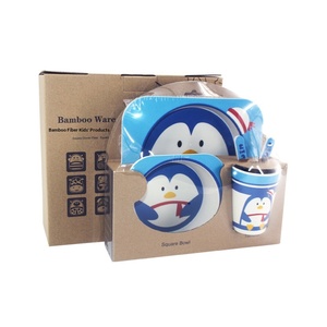 Juego de Vajilla Infantil de Fibra de Bambú, Plato, Cuchara, Tenedor y Taza con Diseño de Dibujos Animados, para Alimentación Complementaria - Product Image 5