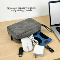 Sac Organisateur Électronique en Cuir PU Grande Capacité, Pochette de Voyage Portable Multi-Poches pour Appareils Électroniques, Sac Organisateur Numérique