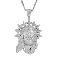 Collier pendentif portrait micro-pavé CZ style hip-hop pour hommes, vente en gros