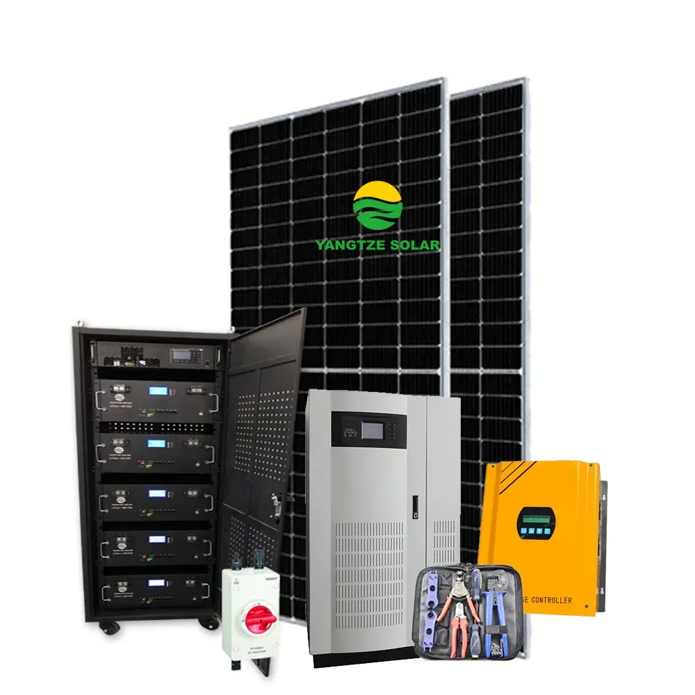 5kw 10kw système d'énergie solaire complet stockage de Batteries hors réseau PV panneau de Kit solaire systèmes d'énergie solaire pour toit de maison