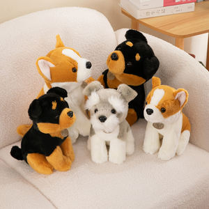 Fábrica al por mayor encantadores juguetes <span class=keywords><strong>de</strong></span> perros <span class=keywords><strong>de</strong></span> dibujos animados Shiba Inu <span class=keywords><strong>Rottweiler</strong></span> Schnauzer felpa poliéster bordado cumpleaños alivio del estrés ODM - Product Image 4