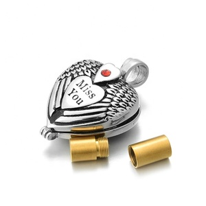 Yiwu Aceon fusione <span class=keywords><strong>di</strong></span> acciaio inossidabile Vintage Memory Jewelry Miss You Birthstone Angel Wing Heart cerniera chiusura medaglione nuovo ciondolo - Product Image 4