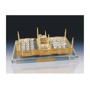 Masjidal-Madinah Islamic Mosque of Prophet Mohammed crystal metal building model for souvenir