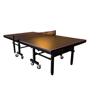<span class=keywords><strong>Table</strong></span> de tennis de <span class=keywords><strong>table</strong></span> intérieure noire pliable mobile de 25mm avec lignes roses Construction en MDF durable - Product Image 1