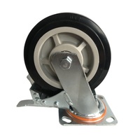 Roues de freinage silencieuses en PU rigides et robustes EFON EF1113 de 6 pouces pour chariots d'entrepôt, d'atelier et chariots à plateau, noires