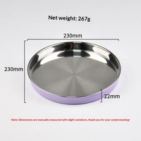 Ensemble d'assiettes rondes en acier inoxydable 304 pour bébé avec base en silicone antidérapante, anti-brûlure, sans BPA, facile à nettoyer, passe au lave-vaisselle