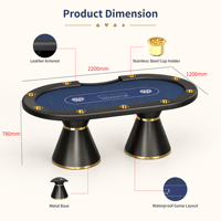 Table de poker moderne de luxe sur mesure pour 10 joueurs, 2,4 m, tables de casino professionnelles Texas Hold'em avec plusieurs pieds de table en stock