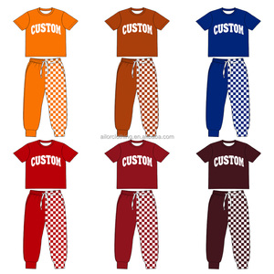 Conjunto de Yoga para Niñas, Top de Manga Corta de Tela para Yoga, Pantalones Jogger, Logotipo Personalizado, Patrón Personalizado, Fabricante Mayorista - Product Image 3
