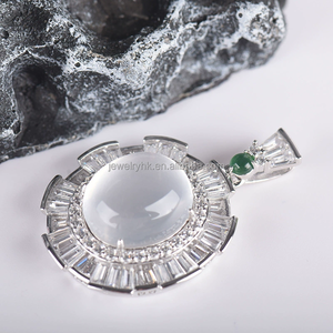 Conjunto de Piedras Preciosas de Jadeíta con Colgante de Cristal Blanco Transparente como el Hielo, Estilo Clásico, Aniversario, Estrella Eterna, Lujo Exclusivo, Collar para Mujer - Product Image 4