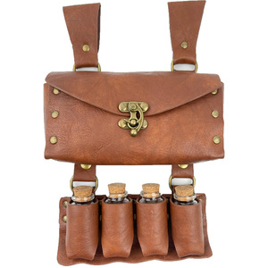 Nouvelle sacoche latérale en cuir PU de style médiéval d'alchimie de Zesi, quatre flacons à médicaments en liège, accessoires de costume de magicien fantastique - Product Image 2
